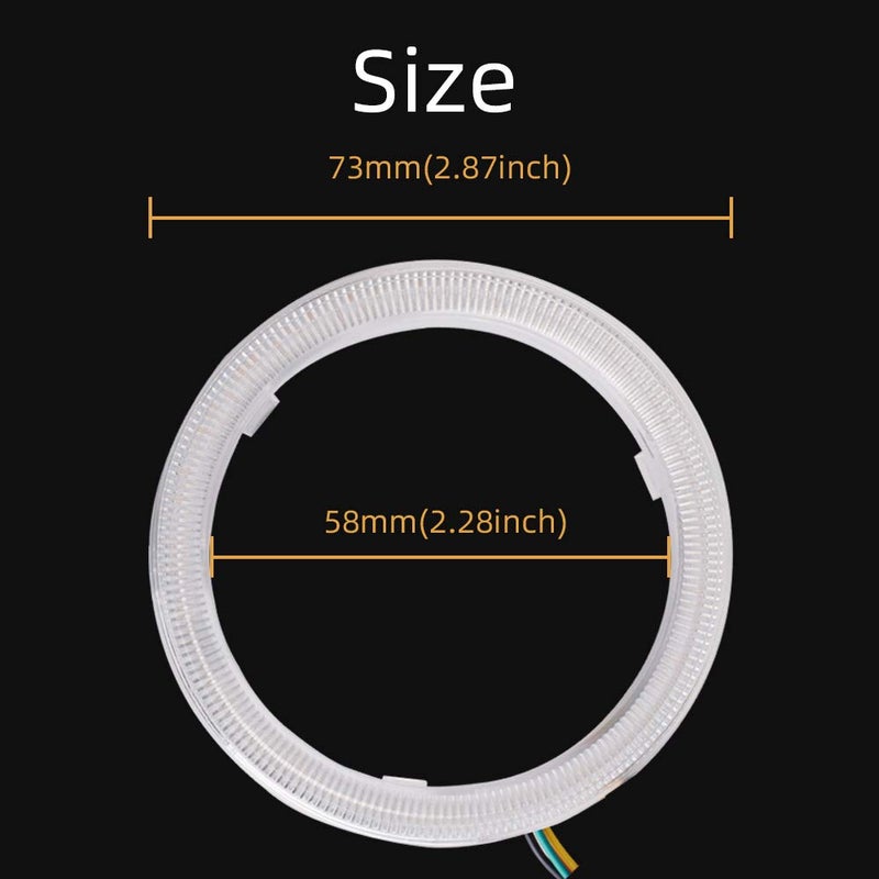 Grandview 1-set 70MM Multi-Color RGB LED Halo Rings Light COB 72SMD Smart Phone iOS Android App Bluetooth Control Car Angel Eyes Circle Ring Headlight Lamp Daytime Running Lights(DRL) 12V - Image 4